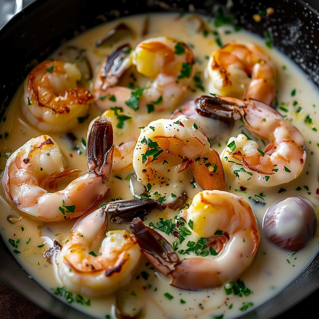 Recette De Fruits De Mer à La Sauce Crémeuse à Lail Et Au Vin Blanc