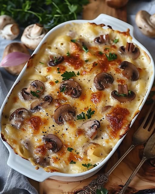 Gratin de champignons au jambon et fromage recette facile